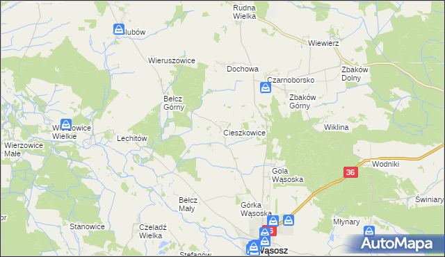 mapa Cieszkowice, Cieszkowice na mapie Targeo