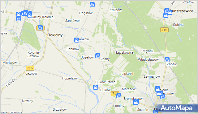 mapa Ciosny gmina Ujazd, Ciosny gmina Ujazd na mapie Targeo