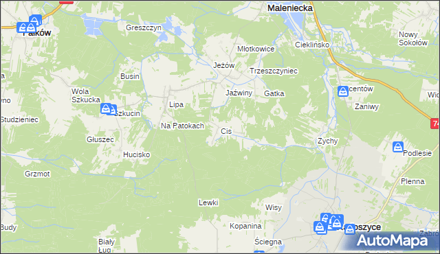 mapa Cis gmina Ruda Maleniecka, Cis gmina Ruda Maleniecka na mapie Targeo