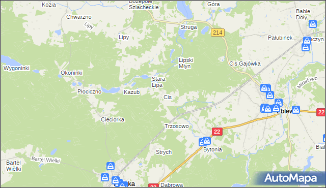 mapa Cis gmina Zblewo, Cis gmina Zblewo na mapie Targeo