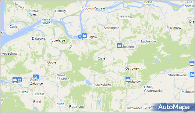 mapa Cisie gmina Dąbrówka, Cisie gmina Dąbrówka na mapie Targeo