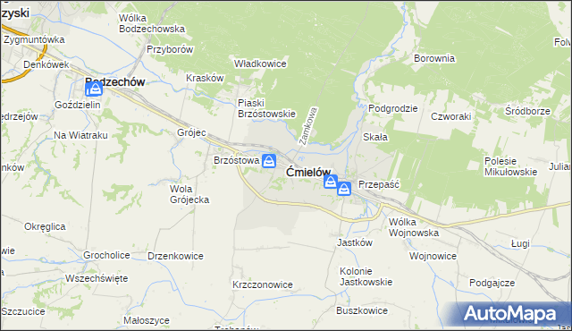 mapa Ćmielów, Ćmielów na mapie Targeo
