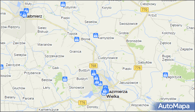 mapa Cudzynowice, Cudzynowice na mapie Targeo