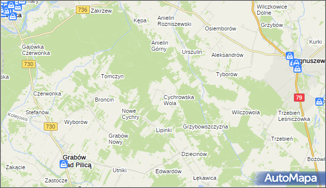 mapa Cychrowska Wola, Cychrowska Wola na mapie Targeo