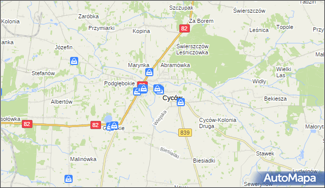 mapa Cyców, Cyców na mapie Targeo