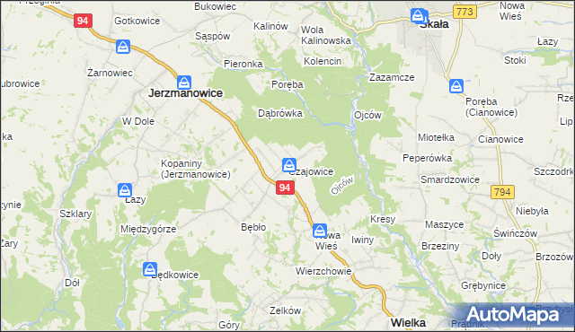 mapa Czajowice, Czajowice na mapie Targeo