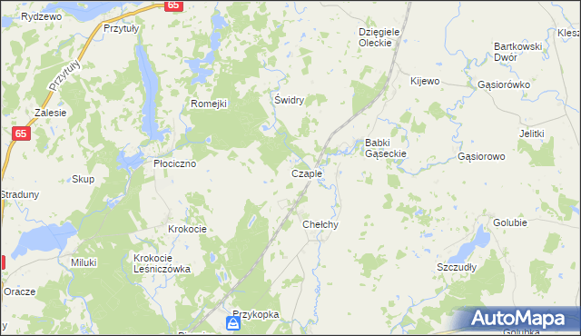 mapa Czaple gmina Ełk, Czaple gmina Ełk na mapie Targeo