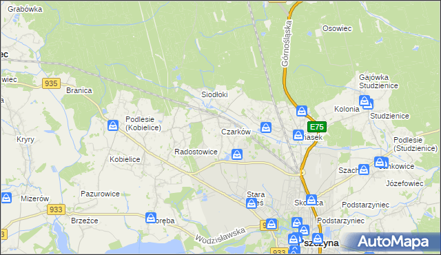 mapa Czarków gmina Pszczyna, Czarków gmina Pszczyna na mapie Targeo