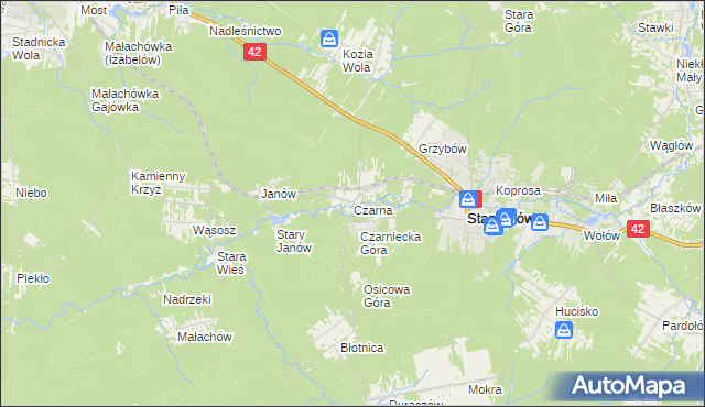 mapa Czarna gmina Stąporków, Czarna gmina Stąporków na mapie Targeo