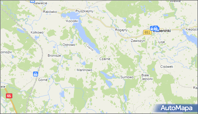 mapa Czarne gmina Dubeninki, Czarne gmina Dubeninki na mapie Targeo