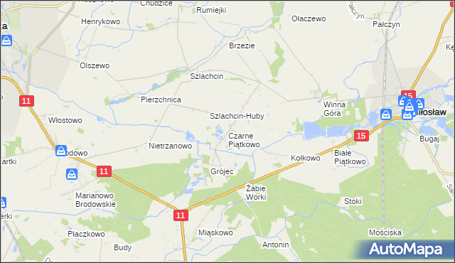 mapa Czarne Piątkowo, Czarne Piątkowo na mapie Targeo