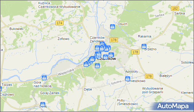 mapa Czarnków, Czarnków na mapie Targeo