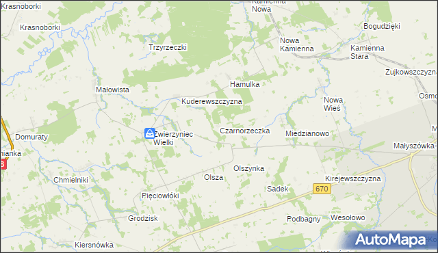 mapa Czarnorzeczka, Czarnorzeczka na mapie Targeo