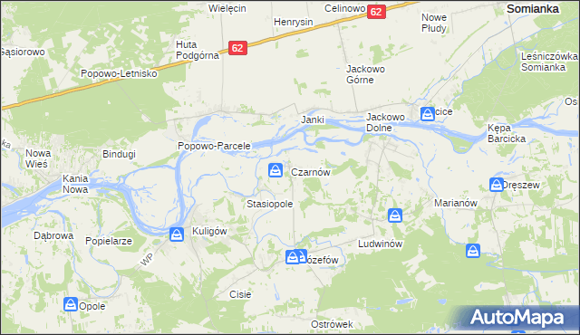 mapa Czarnów gmina Dąbrówka, Czarnów gmina Dąbrówka na mapie Targeo