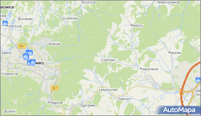 mapa Czarnów gmina Kamienna Góra, Czarnów gmina Kamienna Góra na mapie Targeo