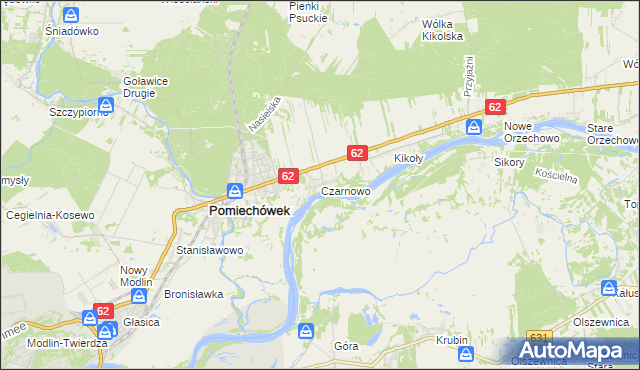 mapa Czarnowo gmina Pomiechówek, Czarnowo gmina Pomiechówek na mapie Targeo