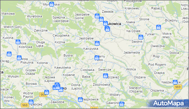 mapa Czarny Potok gmina Łącko, Czarny Potok gmina Łącko na mapie Targeo