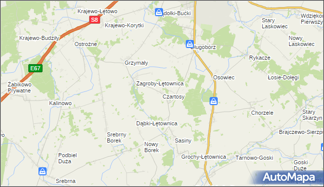 mapa Czartosy, Czartosy na mapie Targeo