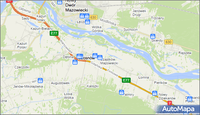 mapa Cząstków Mazowiecki, Cząstków Mazowiecki na mapie Targeo