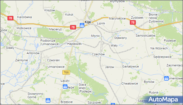 mapa Czechów gmina Kije, Czechów gmina Kije na mapie Targeo