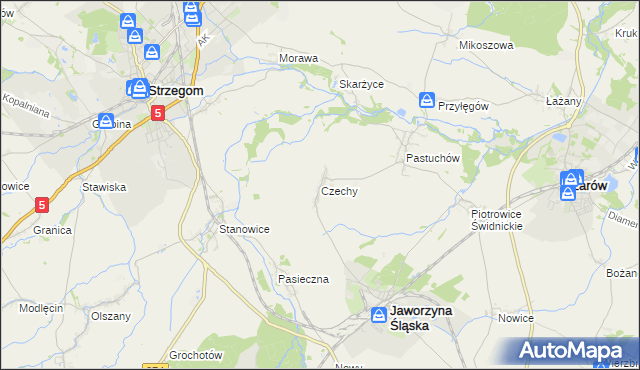 mapa Czechy gmina Jaworzyna Śląska, Czechy gmina Jaworzyna Śląska na mapie Targeo