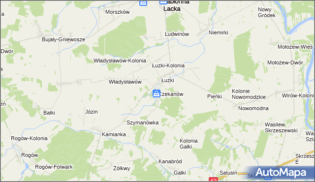 mapa Czekanów gmina Jabłonna Lacka, Czekanów gmina Jabłonna Lacka na mapie Targeo