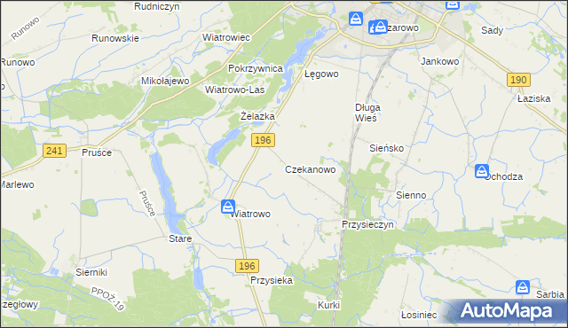 mapa Czekanowo gmina Wągrowiec, Czekanowo gmina Wągrowiec na mapie Targeo