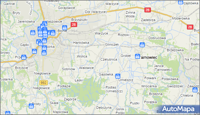 mapa Czeluśnica, Czeluśnica na mapie Targeo