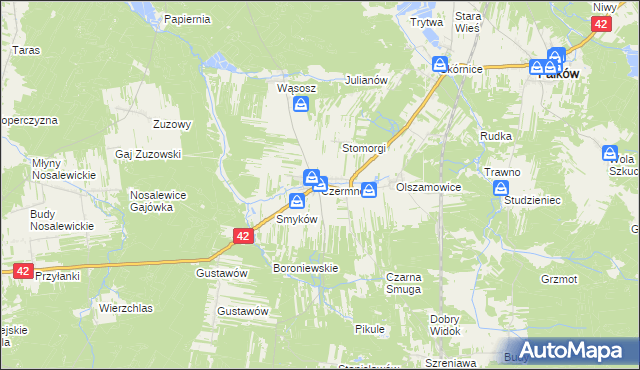 mapa Czermno gmina Fałków, Czermno gmina Fałków na mapie Targeo