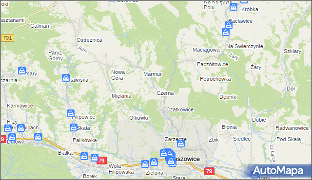 mapa Czerna gmina Krzeszowice, Czerna gmina Krzeszowice na mapie Targeo