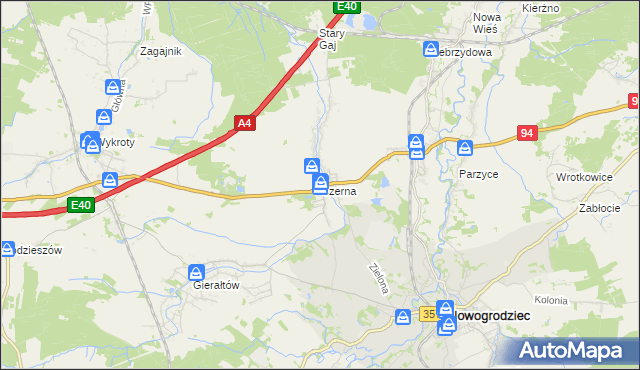 mapa Czerna gmina Nowogrodziec, Czerna gmina Nowogrodziec na mapie Targeo