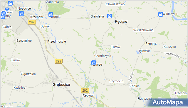 mapa Czerńczyce gmina Grębocice, Czerńczyce gmina Grębocice na mapie Targeo