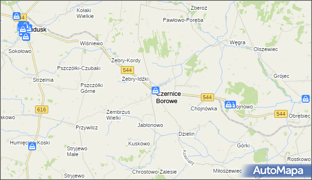 mapa Czernice Borowe, Czernice Borowe na mapie Targeo