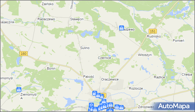 mapa Czernice gmina Choszczno, Czernice gmina Choszczno na mapie Targeo