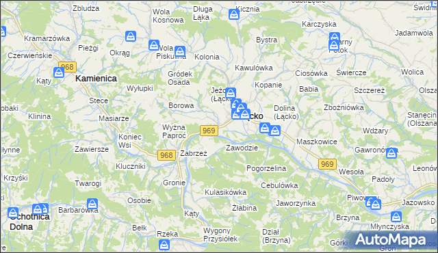 mapa Czerniec gmina Łącko, Czerniec gmina Łącko na mapie Targeo