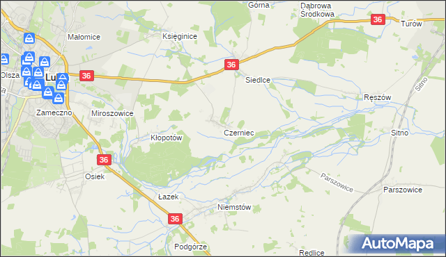 mapa Czerniec gmina Lubin, Czerniec gmina Lubin na mapie Targeo