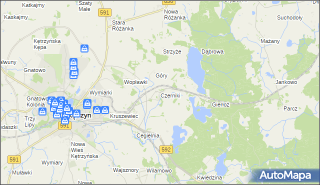 mapa Czerniki gmina Kętrzyn, Czerniki gmina Kętrzyn na mapie Targeo