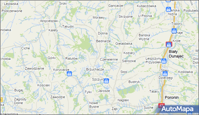 mapa Czerwienne, Czerwienne na mapie Targeo