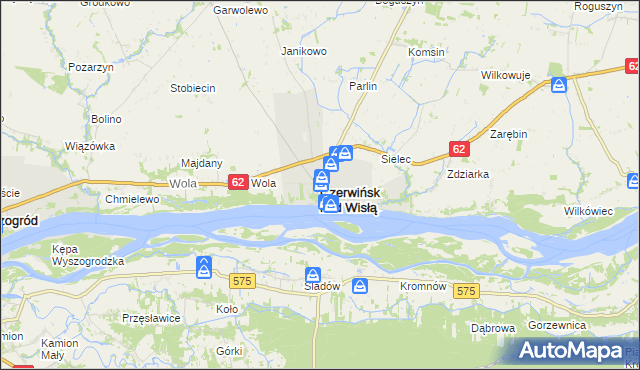 mapa Czerwińsk nad Wisłą, Czerwińsk nad Wisłą na mapie Targeo