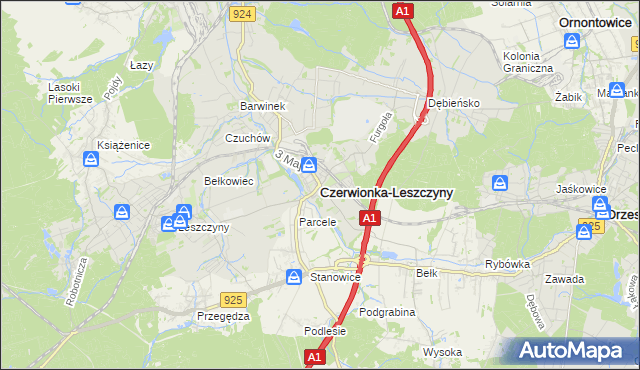 mapa Czerwionka-Leszczyny, Czerwionka-Leszczyny na mapie Targeo