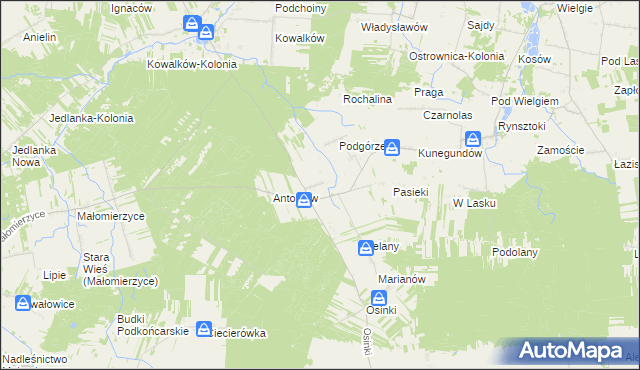 mapa Czerwona gmina Ciepielów, Czerwona gmina Ciepielów na mapie Targeo