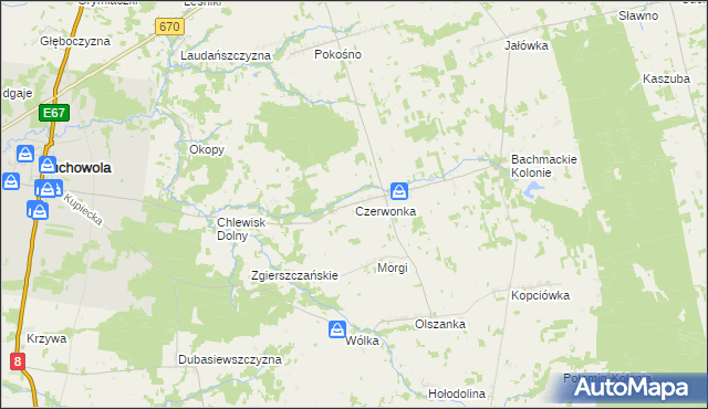 mapa Czerwonka gmina Suchowola, Czerwonka gmina Suchowola na mapie Targeo