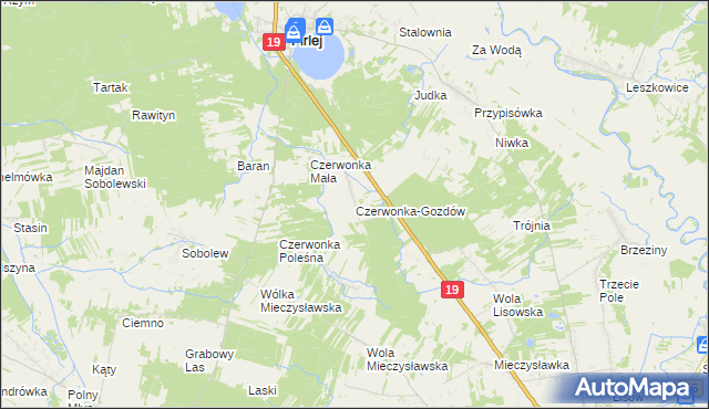mapa Czerwonka-Gozdów, Czerwonka-Gozdów na mapie Targeo
