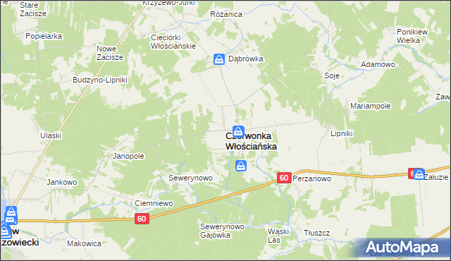 mapa Czerwonka Włościańska, Czerwonka Włościańska na mapie Targeo