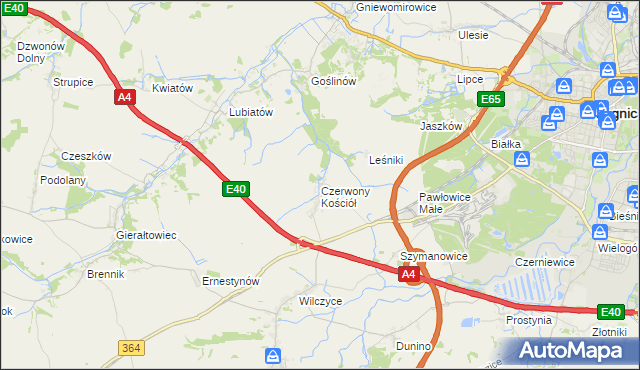 mapa Czerwony Kościół, Czerwony Kościół na mapie Targeo