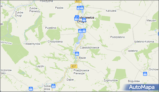 mapa Częstoborowice, Częstoborowice na mapie Targeo