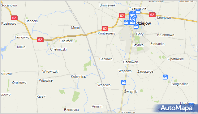 mapa Czołowo gmina Radziejów, Czołowo gmina Radziejów na mapie Targeo