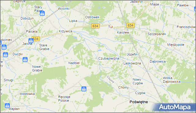 mapa Czubajowizna, Czubajowizna na mapie Targeo