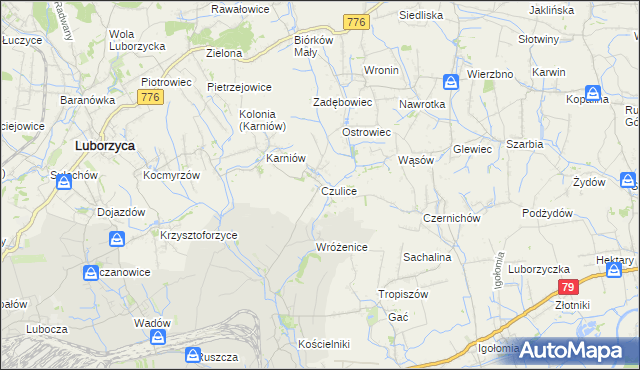 mapa Czulice, Czulice na mapie Targeo