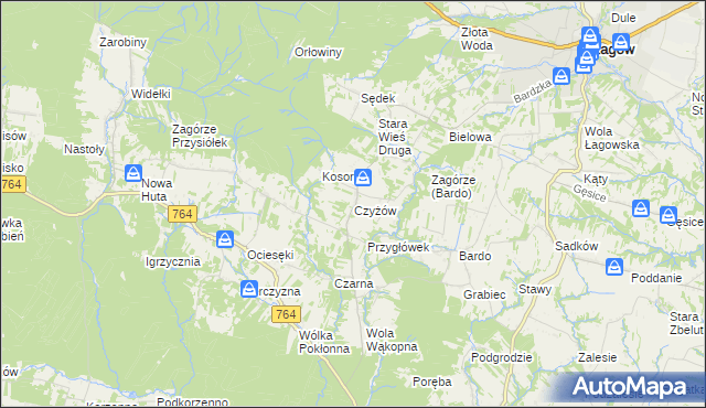 mapa Czyżów gmina Łagów, Czyżów gmina Łagów na mapie Targeo